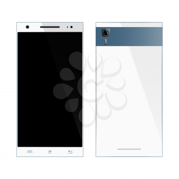 Smart Phone. Realistic Mockup Smartphone design. Mobile Phone Front, Back view, isolated on white background. Vector illustration.
