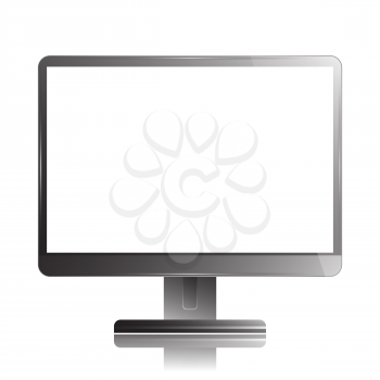 Monitor Computer Isolated on White Background. Display TV. Mockup Design. Vector Illustration.