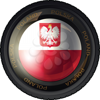 Camera Lens with Polish Flag and Eagle. Vector design.