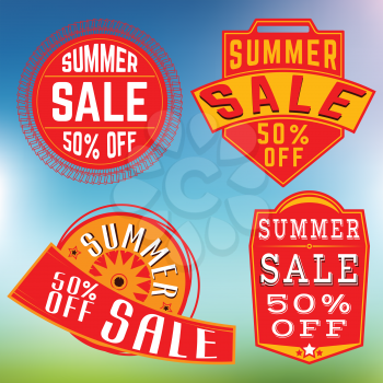 Set of Summer Sale Stamps, Insignias, Elements. Vector design.