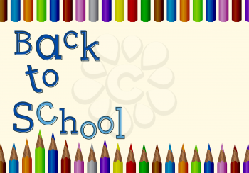 Back to School Card. Colored Pencils. Vector design.