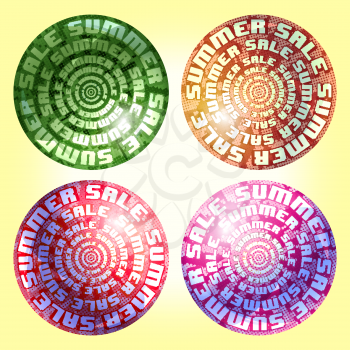 Abstract stickers with Summer Sale information. Vector illustration.