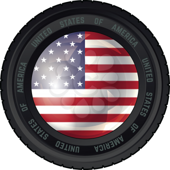 Camera Lens with United States of America Flag. Vector design.