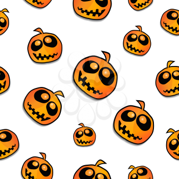 Seamless Pattern with Halloween Pumpkin. Happy Halloween design. Transparent background. Vector illustration.