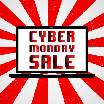 Cyber Monday Sale. Black laptop. Vector illustration