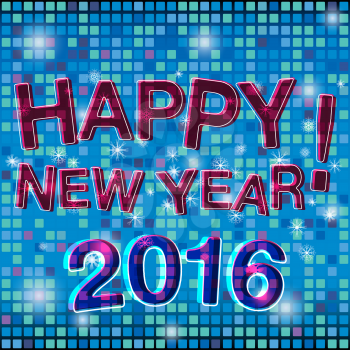 Happy New Year 2016. Abstract disco style background. Vector illustration.