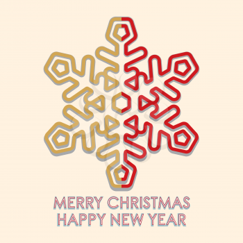 Merry Christmas and Happy New Year greeting card. Template for brochure, poster, banner, flyer. Vector illustration.