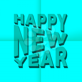 Happy New Year 3d text on note paper. Vector illustration.