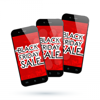 Black Friday Sale. Black Smartphone isolated. Vector illustration