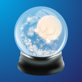 Snow globe template. Abstract shining stars. Vector illustration