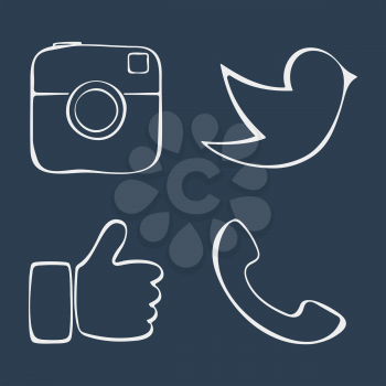 Abstract icons. Doodle social media icons. Vector illustration