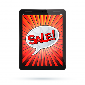 Tablet sale design. Black Tablet PC Pad. Vector illustration.