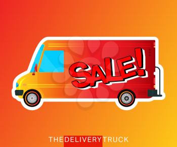 Sale truck isolated. Delivery van. Service vehicle bus. Commercial delivery cargo truck. Vector illustration