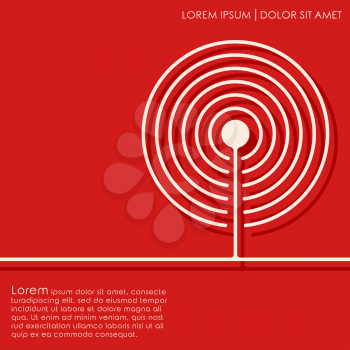 Outline circles on red background. Brochures, flyer, card design template. Vector illustration