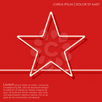 Outline star on red background. Brochures, flyer, card design template. Vector illustration