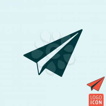 Paper plane icon. Paper plane logo. Paper plane symbol. Paper aircraft icon isolated, minimal design. Vector illustration