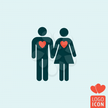 Man and woman icon. Man and woman logo. Man and woman symbol. Gender icon isolated, minimal design. Vector illustration