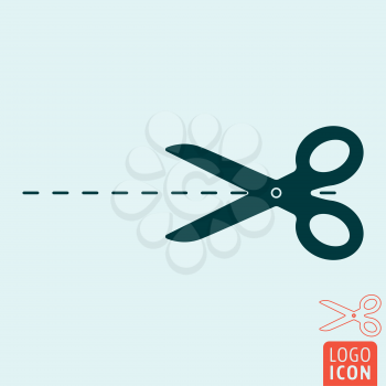 Scissors icon. Scissors logo. Scissors symbol. Cutting line icon isolated, scissor minimal design. Vector illustration