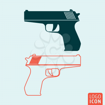 Gun icon. Gun logo. Gun symbol. Weapon icon isolated, pistol minimal design. Vector illustration