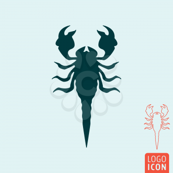 Scorpion icon. Scorpion logo. Scorpion symbol. Silhouette of scorpion icon isolated, minimal design. Vector illustration