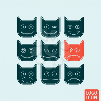 Emoticons icon. Emoticons symbol. Emoji set icons isolated. Cat heads minimal design. Vector illustration