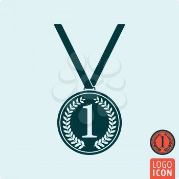 Medal icon. Medal symbol. Medal with wreath icon isolated. Vector illustration