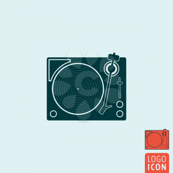 Vinyl record player icon. Vinyl record player symbol. Retro record turntable icon isolated. Vector illustration