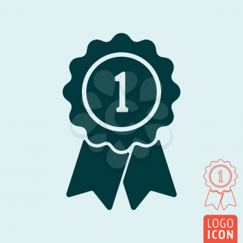Award icon. Award symbol. First place icon isolated. Badge with ribbons icon. Vector illustration