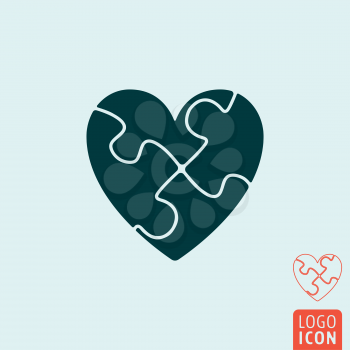 Heart icon. Heart symbol. Heart puzzle jigsaw icon isolated. Vector illustration