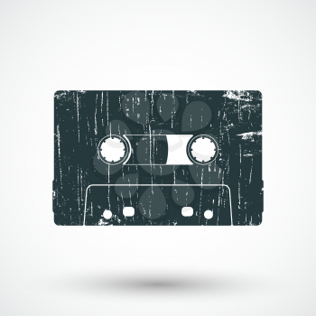 Audio cassette icon. Compact cassette stamp. Vector illustration