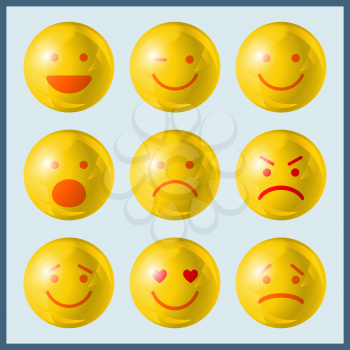 Emoticons icon. Emoji icons set. Vector illustration