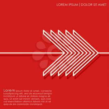 Line arrows on red background. Cover brochures, flyer, business card design template. Vector illustration