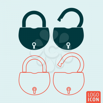 Lock icon. Padlock icon. Padlock symbol. Padlock open icon isolated. Padlock closed icon isolated. Vector illustration