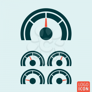 Gauge icon. Speedometer or rating meter symbol. Vector illustration