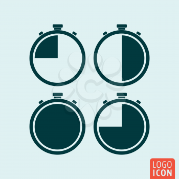 Stopwatch icon. Stopwatches in different positions. Vector illustration