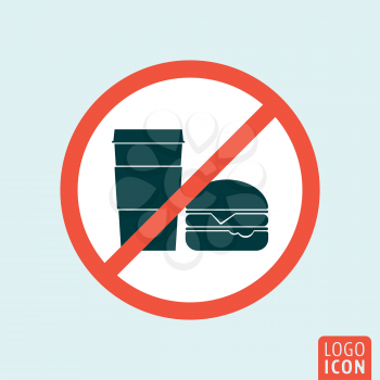 No eating or drinking icon. Do not eat and drink symbol. Vector illustration