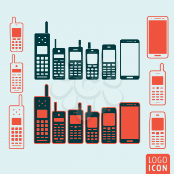 Mobile phone icon. Evolution cellphone vector illustration.