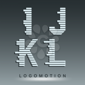 Alphabet font template. Set of letters I, J, K, L logo or icon. Vector illustration.