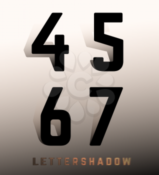 Number font template. Set of numbers 4, 5, 6, 7 logo or icon. Vector illustration.