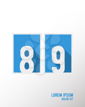 Alphabet font template. Set of numbers 8, 9 logo or icon. Vector illustration.