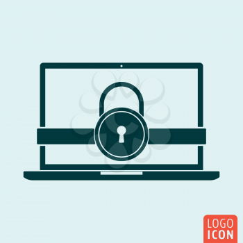 Laptop lock icon. Secure lock computer symbol. Vector illustration