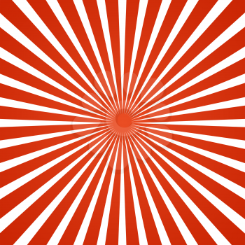 Red radial rays background. Sunburst vintage retro design. Vector illustration