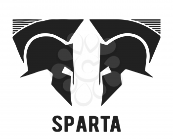 Spartan helmet icon. Two centurion helmet symbol. Vector illustration.