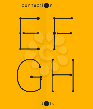 Alphabet font template. Set of letters E, F, G, H logo or icon. Connection dots design. Vector illustration.