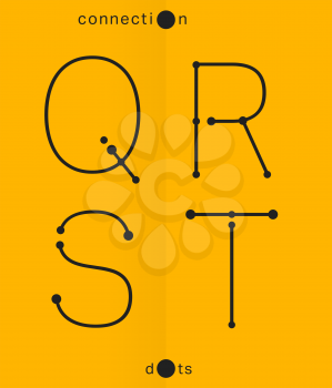 Alphabet font template. Set of letters Q, R, S, T logo or icon. Connection dots design. Vector illustration.