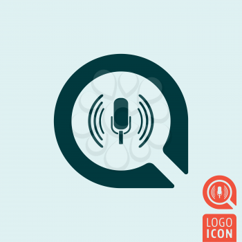 Microphone icon. Speaker with sound wave. Vector illustration