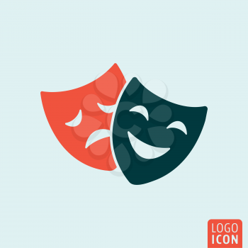 Theatre mask icon. Comedy and tragedy theater masks symbol. Vector illustration