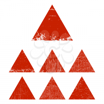 Set of red grunge triangle. Vector illustration.