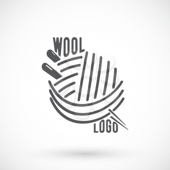 Knitwear logo, label or badge. Wool and needle symbol. Vector illustration.