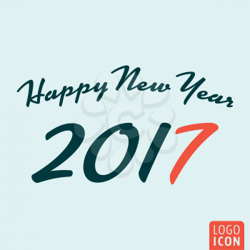 New year 2017 icon. Happy new year inscription. Vector illustration.